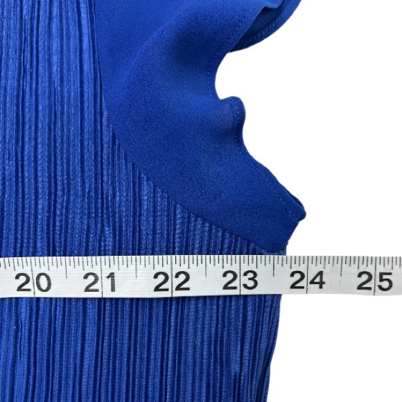 The Limited Collection Vibrant Blue Pleated V Neck Flutter Sleeve Top - Picture 4 of 9